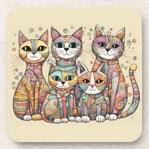 calming cats coaster set