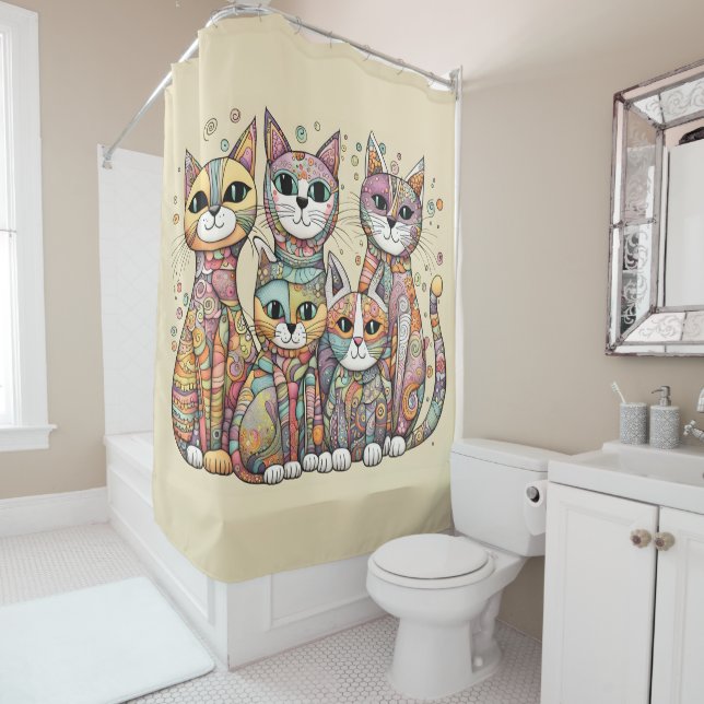 calming cats shower curtain  (In Situ)