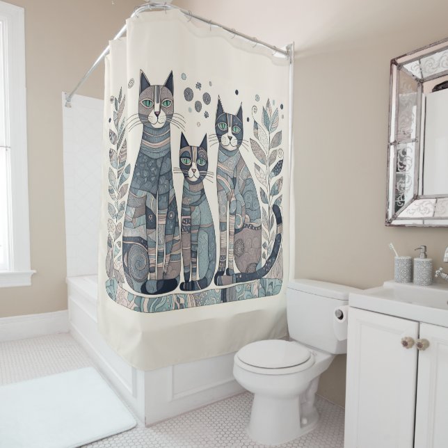 calming cats shower curtain (In Situ)