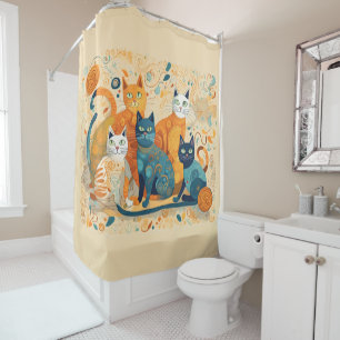 calming cats shower curtain 