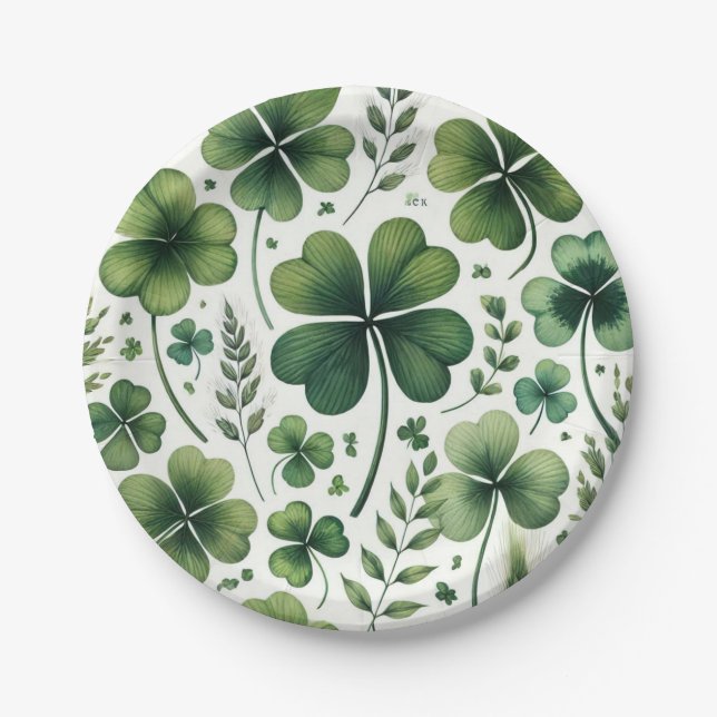 Calming Clovers Paper Plate (Front)