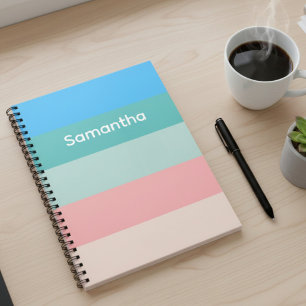 Calming Color Block Striped Custom Notebook