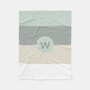 Calming Colours Minimalist Stripes with Monogram Fleece Blanket