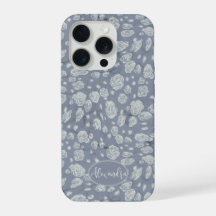 Calming Dusty Blue Floral Phone Case with Roses