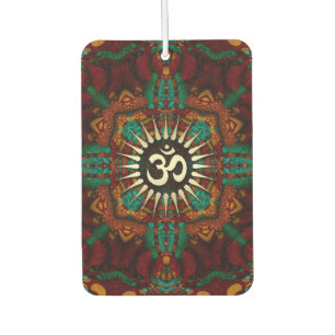 Calming Earth Batik Gold Om Meditation Symbol Car Air Freshener