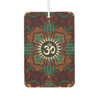 Calming Earth Batik Gold Om Meditation Symbol Car Air Freshener