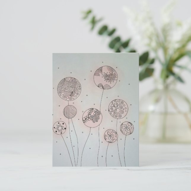 Calming Garden Spheres Mixed Media Postcard (Standing Front)