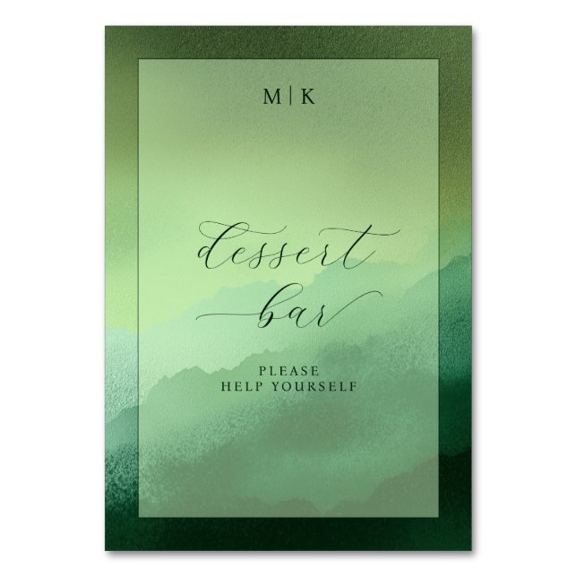 Calming Green Dessert Bar Sign Table Number (Front)