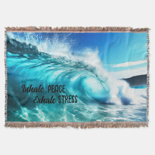 Calming Inspirational Blue Ocean Wave Throw Blanket