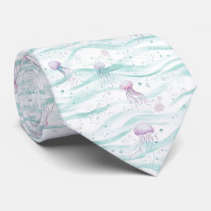 Calming Jellyfish Ocean Pattern Tie