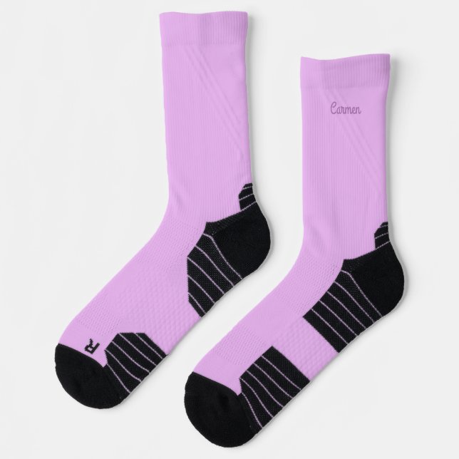 Calming Lavender Solid Colour Name Athletic  Socks (Left)