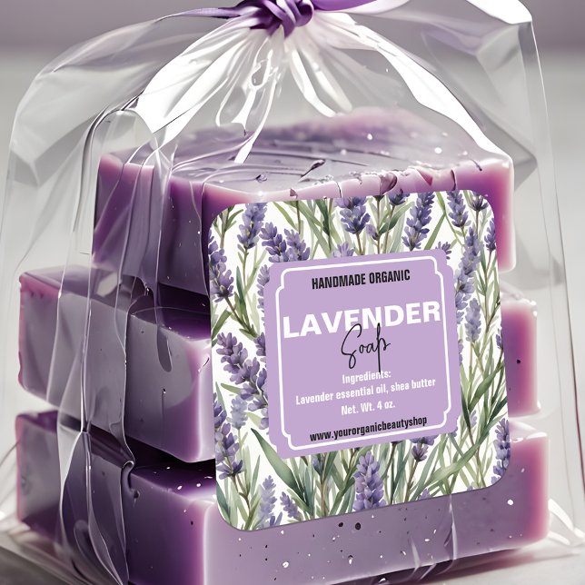 Calming Lavender Sprigs Handmade Organic Product Square Sticker (Creator Uploaded)