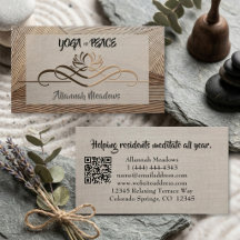 Calming Linen Bamboo Yoga Instructor Business Card