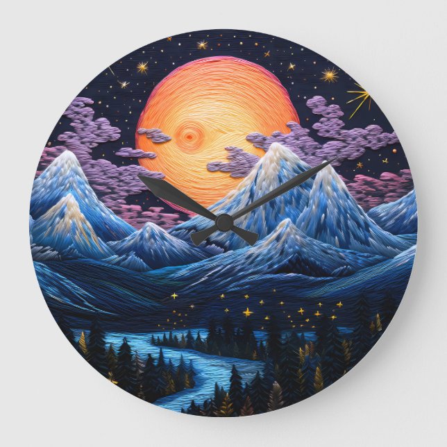 Calming Miidnight Scene Large Clock (Front)