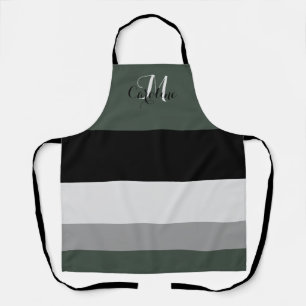 Calming Monogrammed Striped Business Apron