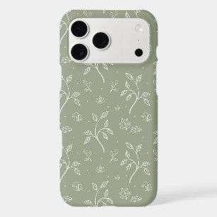 Calming Olive Green Leafy Floral Pattern