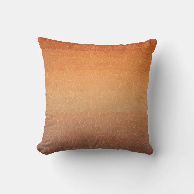 Calming Ombre Gradient Orange Sunset Mosaic Look Cushion (Front)