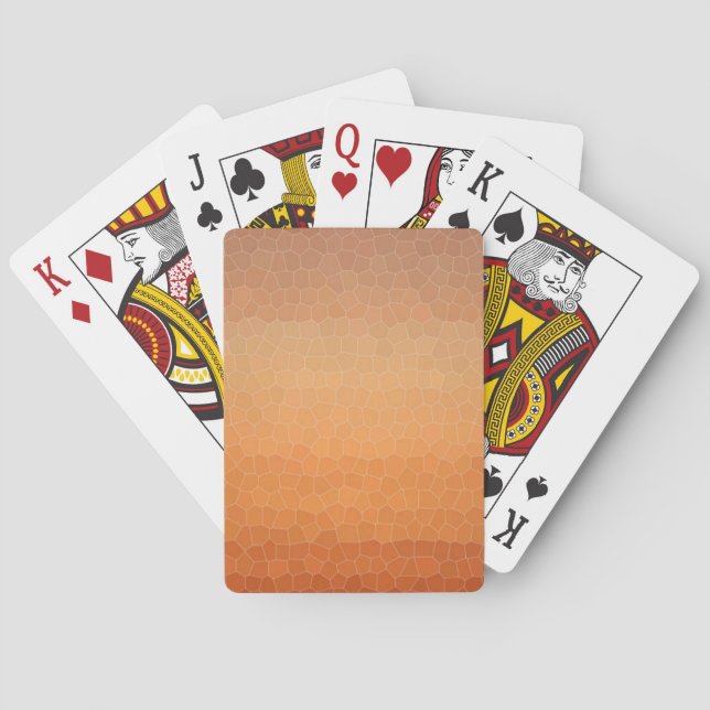 Calming Ombre Gradient Orange Sunset Mosaic Look Playing Cards (Back)