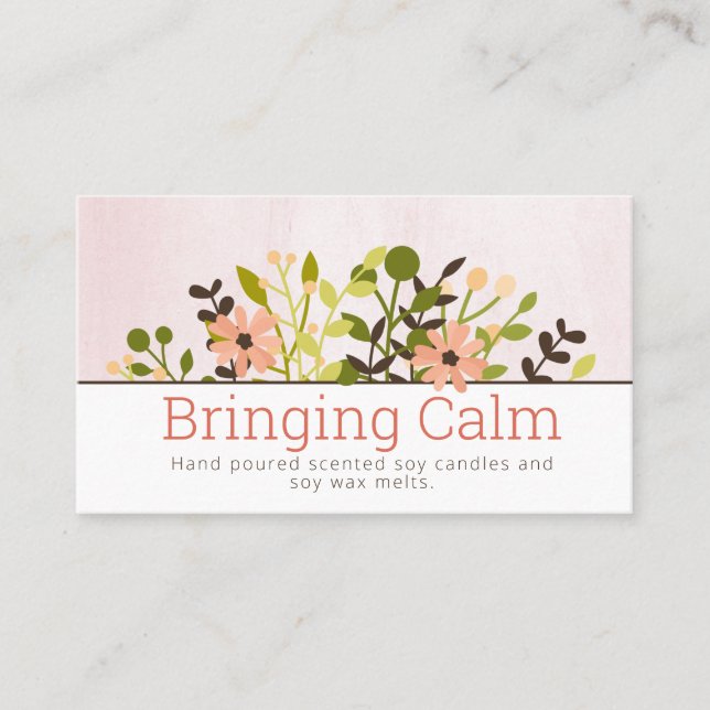 Calming Pink Scented Candle And Soy Wax Melt Business Card (Front)