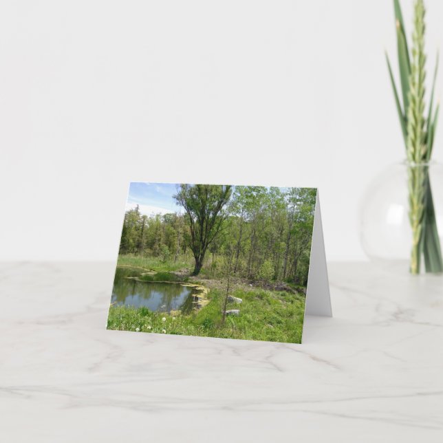 Calming Pond Landscape  Holiday Card (Front)