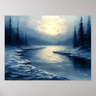 Calming Reflections of Light on a Quiet River Dusk Poster