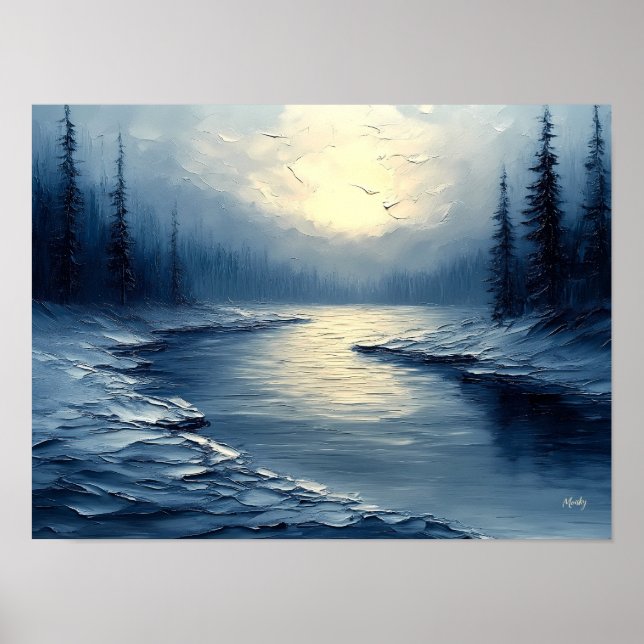 Calming Reflections of Light on a Quiet River Dusk Poster (Front)