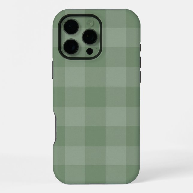 Calming Sage Green Check Minimalist Pattern  iPhone Case (Back)