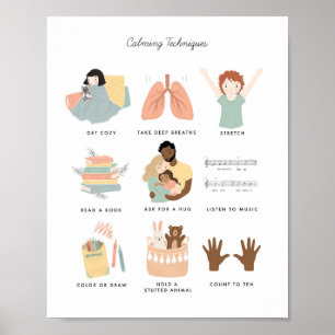 Calming Techniques Feelings Emotions Classroom Art Poster