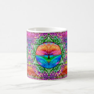 Calming Tree of Life in Rainbow Colours Coffee Mug