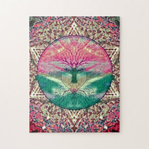 Calming Tree of Life in Rainbow Colours Jigsaw Puzzle