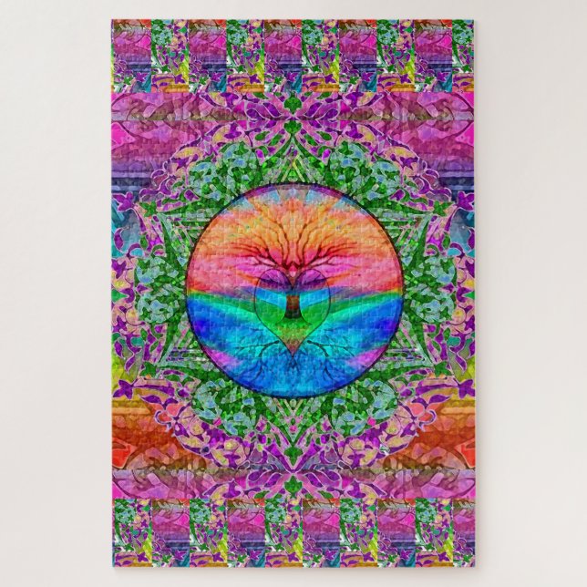 Calming Tree of Life in Rainbow Colours Jigsaw Puzzle (Vertical)