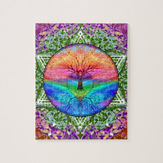Calming Tree of Life in Rainbow Colours Jigsaw Puzzle