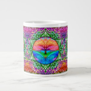 Calming Tree of Life in Rainbow Colours Large Coffee Mug
