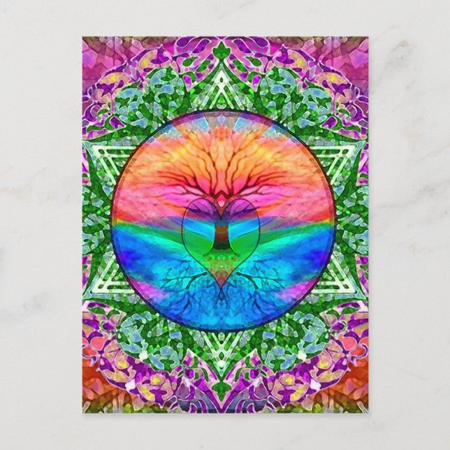 Calming Tree of Life in Rainbow Colours Postcard (Front)
