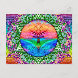 Calming Tree of Life in Rainbow Colours Postcard