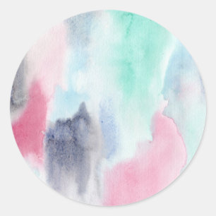Calming Watercolor Classic Round Sticker