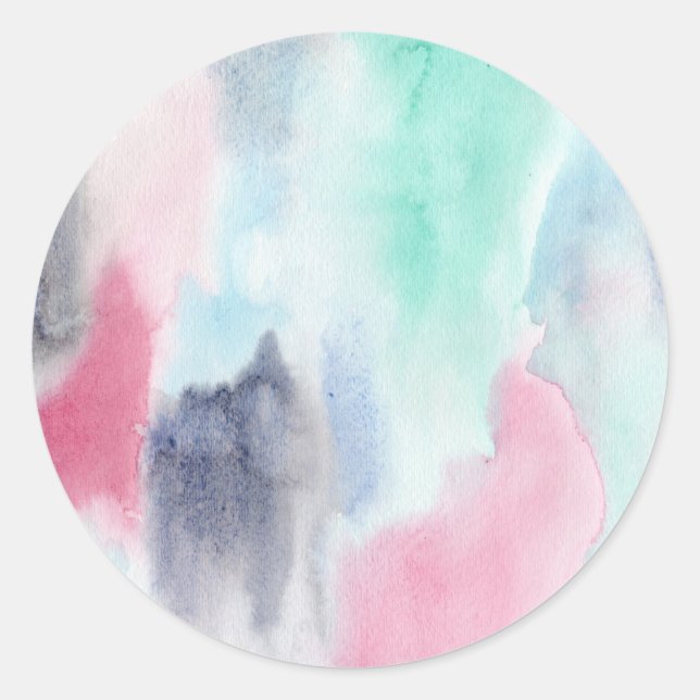 Calming Watercolor Classic Round Sticker (Front)