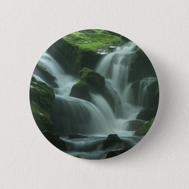 Calming Waterfall 6 Cm Round Badge (Front)