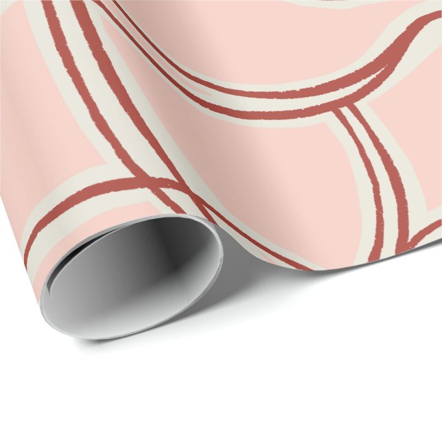 Calming waves tropical dusty pink  wrapping paper (Roll Corner)
