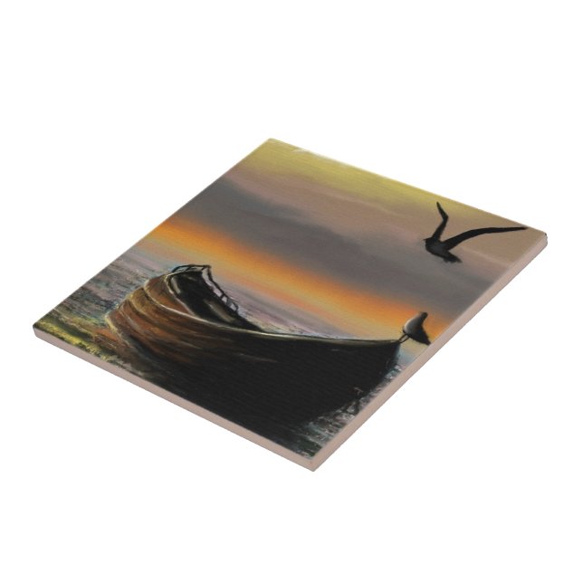 Calmness - Watercolor Art Ceramic Tile (Side)