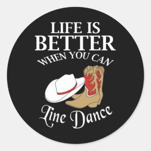 Cal's Country Southern Line Dance Classic Round Sticker