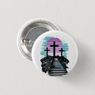 Calvary Golgotha it is finished Modern Christian 3 Cm Round Badge