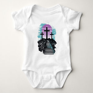 Calvary Golgotha it is finished Modern Christian Baby Bodysuit