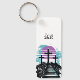 Calvary Golgotha it is finished Modern Christian Key Ring