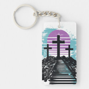 Calvary Golgotha it is finished Modern Christian Key Ring