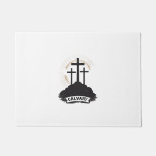 Calvary Hill Jesus Vintage Engraving Faith Tee (1) Doormat