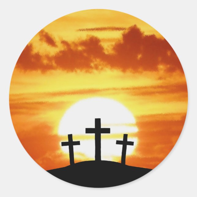 Calvary Sunrise Classic Round Sticker (Front)