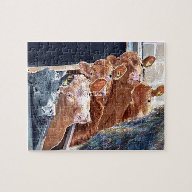 Calves at Brunch Jigsaw Puzzle (Horizontal)