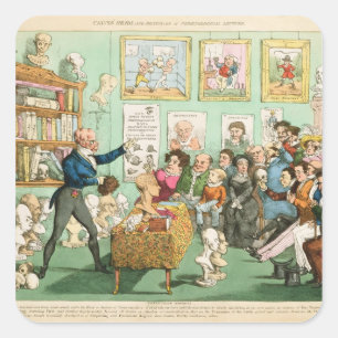 Calves' Heads and Brains; a Phrenological Square Sticker