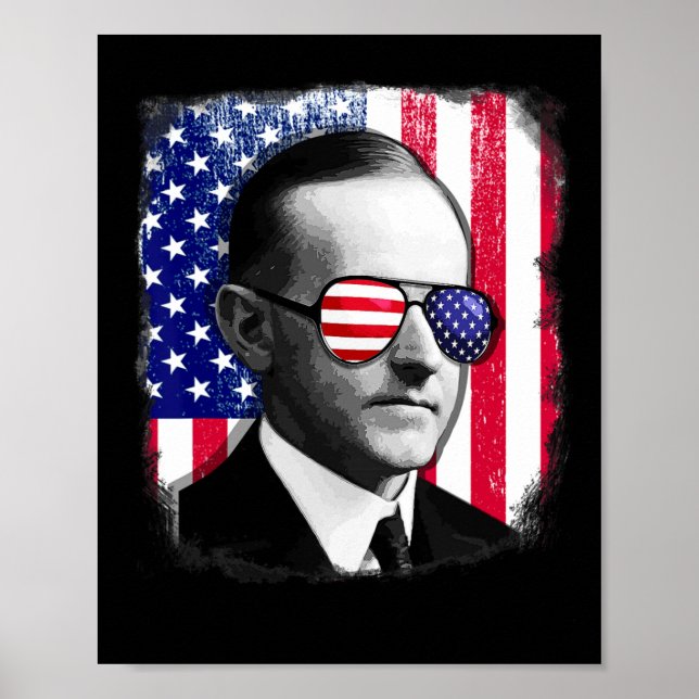 Calvin Coolidge Us Flag 4th Of July  Poster (Front)